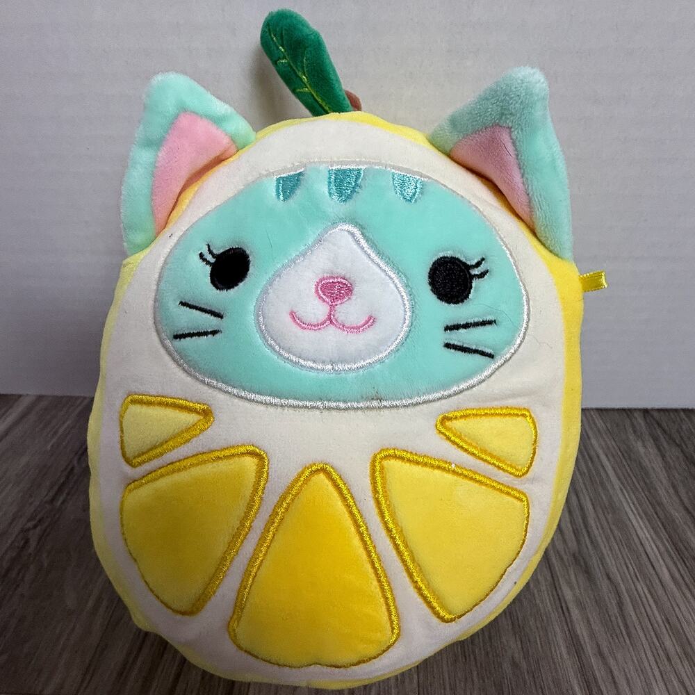 Squishmallows Citrus Cat Plush Yellow Green Face Fruit Series Kellytoy HTF Cute